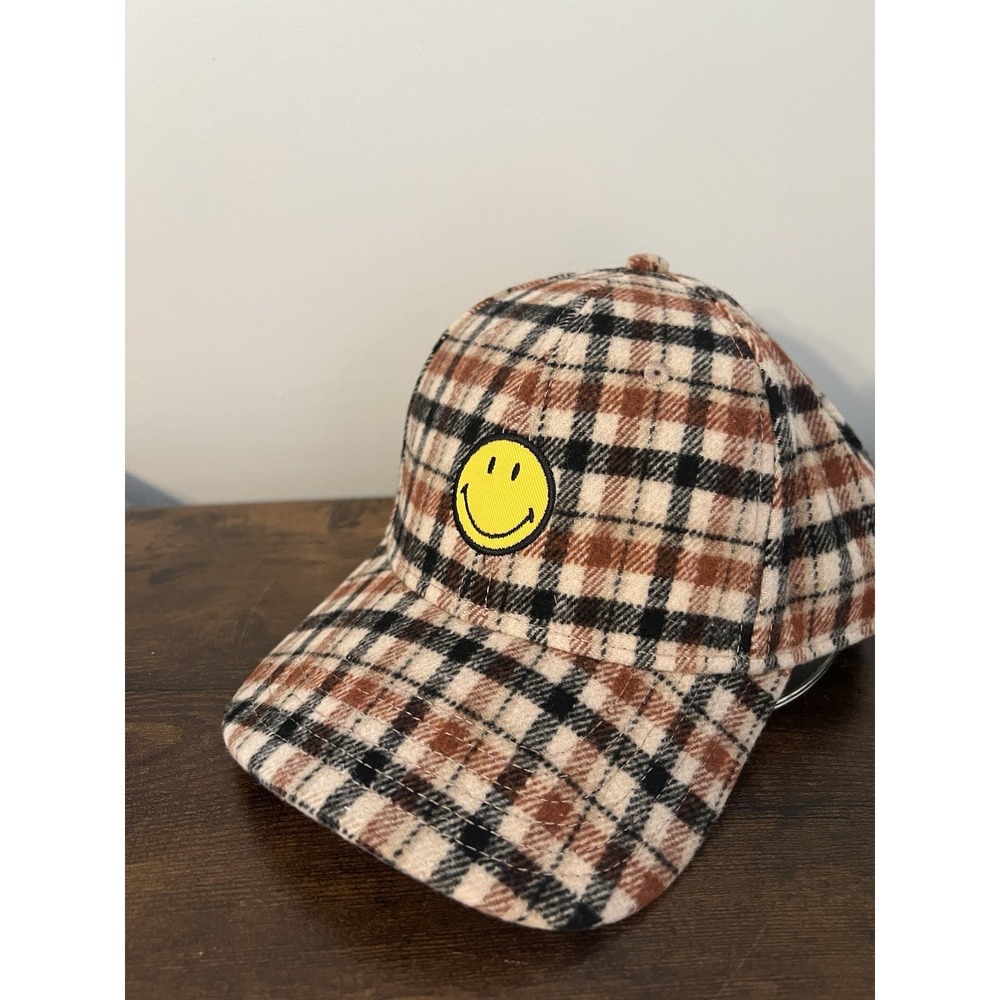 Aerie Plaid Smiley Face Baseball Cap Adjustable Flannel Hatβ One Size